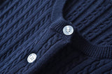 Basic Cable Round Neck Cardigan
