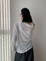 ツーウェアルーズロングスリーベッドオフショルダーTシャツ
