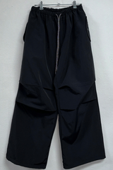 INSIDE FLEECE❤NYLON PARACHUTE POCKET PALE COLOR LONG PANTS💜🖤🩶3COLOR