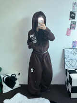 ストリートパッチフーディージップアップ🤎🤍🖤3COLOR
