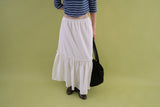 Gather check shirring skirt_ivory