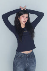 シンボルパッチワッフルT ネイビー