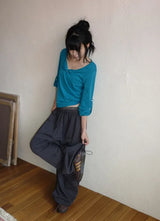 Lei Button Roll-up Long Sleeve Tee