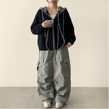 リードニーピンタックヘムストリングワイドパンツ