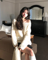Ciel V-neck Hachi Knit Muffler Set