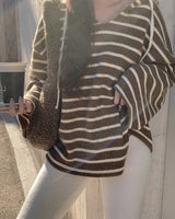 Striped fleece hood
