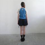 ブルー/ベージュラグランTシャツ