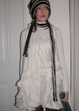 Knit Long Muffler_Black&Beige