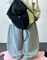 Balloon Wide Collie Belt Color-Point Fleece Balloon Wide Pants 🖤💜 5COLOR