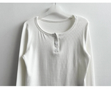 Its Hem Round Button Long Sleeve Tee