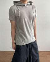 Inset Hooded Seam Short Sleeve T-shirt