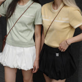 DVRK PRIVÉ BAR LOGO KNITTED CROPPED T-SHIRT - YELLOW