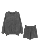 Wool charcoal oversized knit pants two-piece set