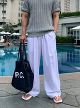 Cool Pin Tuck Linen Wide Pants