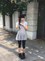 ベンツ カラーマッチング ボタン カプリ スリークォーターレッグ レギンス パンツ