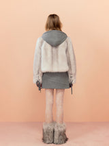 White Foxy Unique Cropped Fur Jacket
