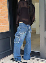 [Unisex] Fringe cargo denim pants(3color)