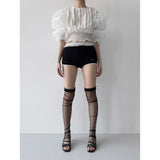 【MADE】hole knee stocking, black dia