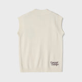 3D C Patch Ivory Knit Vest [Unisex]