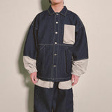 reverse Terry Pocket Denim Jacket_blue