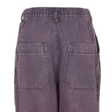 8287 Logo Gradient Waistband Wide Denim Pants (Purple)