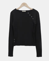 ルヒンアシンメトリーボタンロングスリーブTシャツ