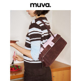 muva. Heart‑Sandwich Underarm Bag, Color‑Block Cowhide‑Velvet Large‑Capacity Elegant Shoulder Purse for Women’s Commute, New Arrival Jun 22
