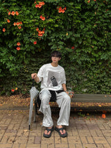 [A-T0249] バンダナキャットモノクロ半袖Tシャツ (2色)