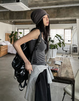 Yojeu Button Ribbed Layer Sleeveless