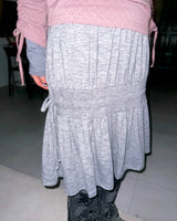 (2color) Shirring Drawstring Flare Midi Skirt