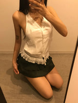 リエプリーツレースティアードミニスカート