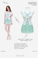Rare mint layered lace short-sleeve top
