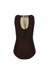 BACK RIBBON LEOTARD SWIMSUIT_Mocha