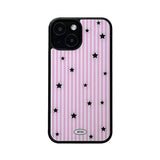 stripe star glossy glass bumper case (pink)