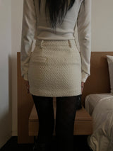 Classic boucle tweed H-line miniskirt (2 colors)