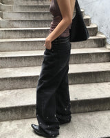 Eyelet denim pants