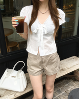 Puff tie blouse