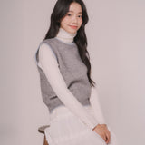 シンプルラインニットベスト (Light Gray)