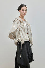 String Hoodie Windbreaker_Beige