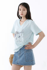 ギャラクシーVネックTシャツ_アイスミント