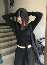  STRAP TIE BUTTON CARDIGAN