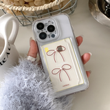 [handmade] red ribbon pearl magsafe card slot