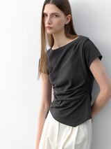 (Z-BL-4225)LOND WAIST TUCK  BLOUSE