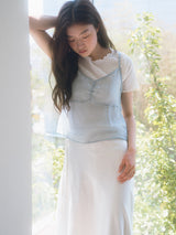 Shirring Bustier Top - Sky blue