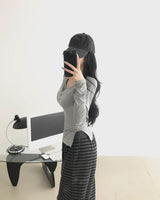 [MADE] タスサイドスリット長袖トップ