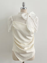 Nilo Tie Color Matching Drape Blouse