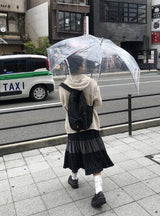 Moel Check Dot Tiered Midi Skirt