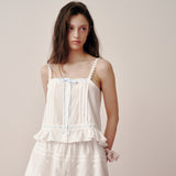 Ribbon Frill Sleeveless (White)