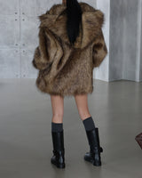High-quality hooded fake fur jacket