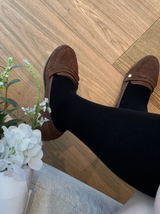 Beige Ribbed Long Knee Socks